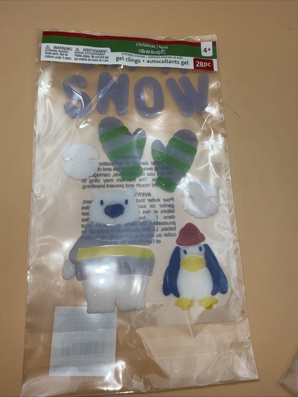 NEW Christmas Polar Bear/penguin window Gel Clings 28pcs Stickers Decorations
